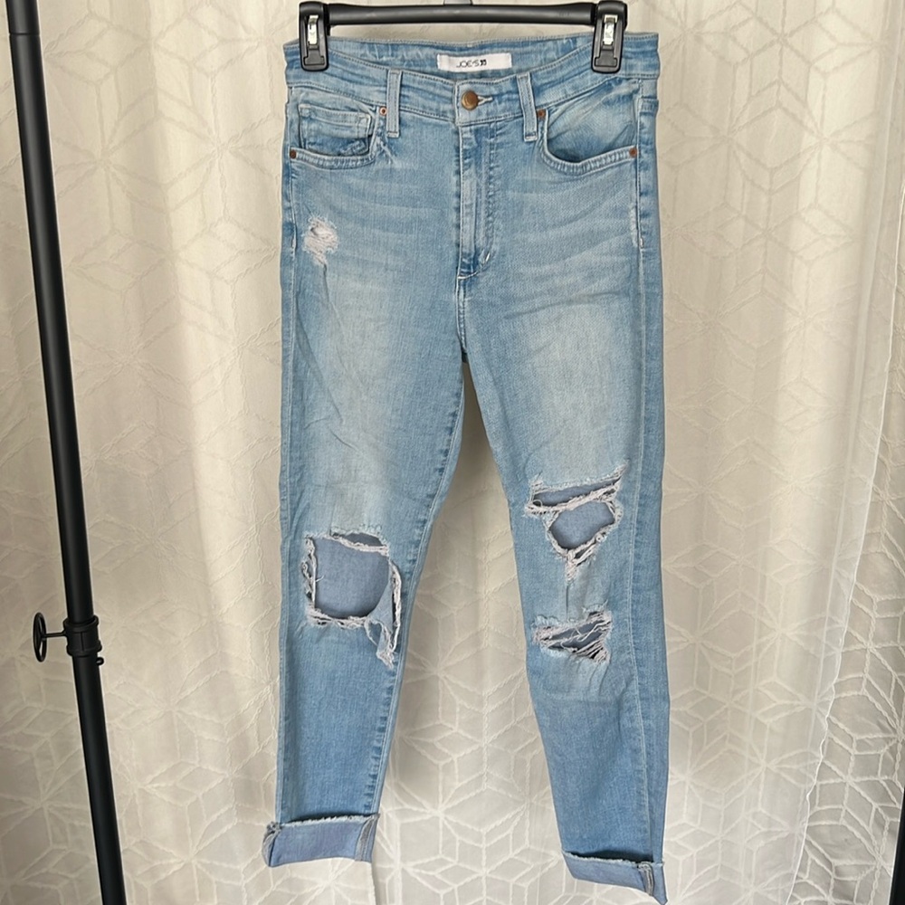 Joe’s Jeans High Rise Skinny Ankle Distressed Blue Jeans